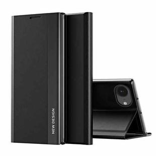 For iPhone 16e Side Electroplated Adsorption Leather Phone Case(Black)