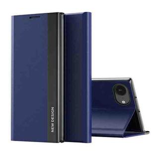 For iPhone 16e Side Electroplated Adsorption Leather Phone Case(Dark Blue)