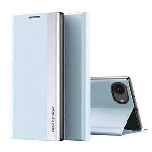 For iPhone 16e Side Electroplated Adsorption Leather Phone Case(Light Blue)