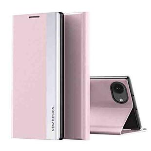 For iPhone 16e Side Electroplated Adsorption Leather Phone Case(Pink)