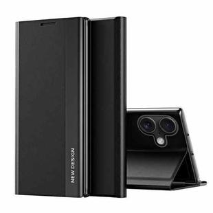 For iPhone 17 Side Electroplated Adsorption Leather Phone Case(Black)