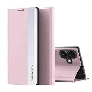 For iPhone 17 Side Electroplated Adsorption Leather Phone Case(Pink)