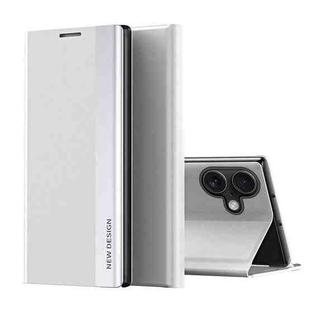 For iPhone 17 Side Electroplated Adsorption Leather Phone Case(Silver)