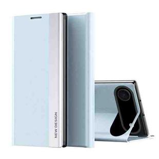 For iPhone 17 Air Side Electroplated Adsorption Leather Phone Case(Light Blue)