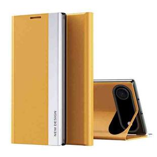 For iPhone 17 Air Side Electroplated Adsorption Leather Phone Case(Yellow)