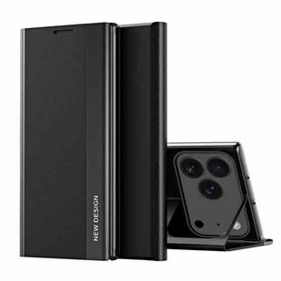 For iPhone 17 Pro Max Side Electroplated Adsorption Leather Phone Case(Black)