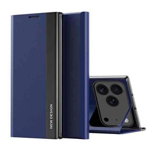 For iPhone 17 Pro Max Side Electroplated Adsorption Leather Phone Case(Dark Blue)