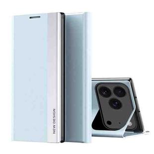For iPhone 17 Pro Max Side Electroplated Adsorption Leather Phone Case(Light Blue)
