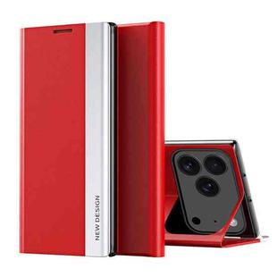 For iPhone 17 Pro Max Side Electroplated Adsorption Leather Phone Case(Red)