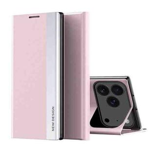 For iPhone 17 Pro Max Side Electroplated Adsorption Leather Phone Case(Pink)