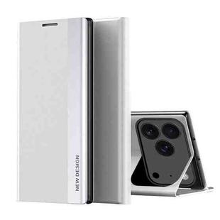 For iPhone 17 Pro Max Side Electroplated Adsorption Leather Phone Case(Silver)