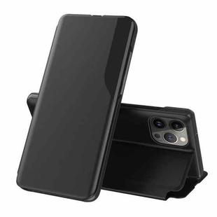 For iPhone 15 Plus Side Display Flip Leather Phone Case(Black)