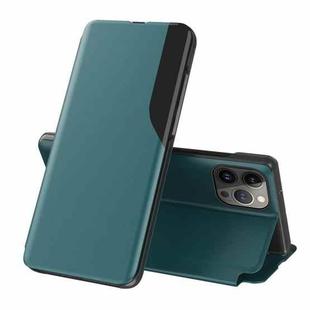 For iPhone 16 Pro Max Side Display Flip Leather Phone Case(Green)