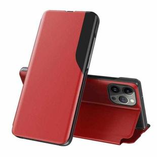 For iPhone 16 Pro Max Side Display Flip Leather Phone Case(Red)