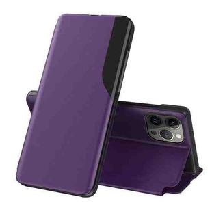 For iPhone 16 Pro Side Display Flip Leather Phone Case(Purple)