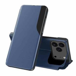 For iPhone 17 Pro Max Side Display Flip Leather Phone Case(Blue)