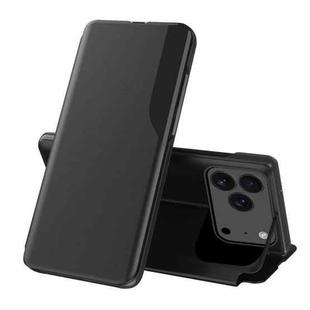 For iPhone 17 Pro Side Display Flip Leather Phone Case(Black)