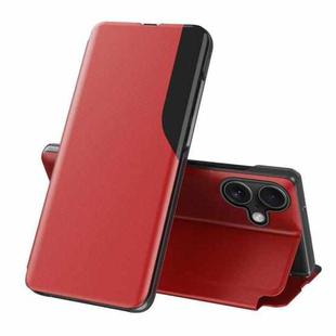 For iPhone 17 Side Display Flip Leather Phone Case(Red)