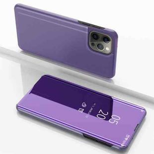 For iPhone 15 Pro Plated Mirror Horizontal Flip Leather Phone Case with Holder(Purple Blue)