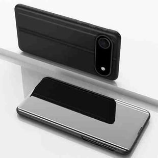 For iPhone 17 Air Plated Mirror Horizontal Flip Leather Phone Case with Holder(Black)