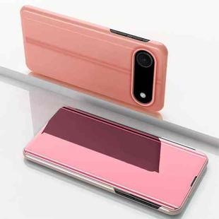 For iPhone 17 Air Plated Mirror Horizontal Flip Leather Phone Case with Holder(Rose Gold)