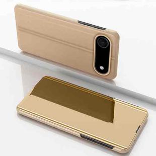 For iPhone 17 Air Plated Mirror Horizontal Flip Leather Phone Case with Holder(Gold)