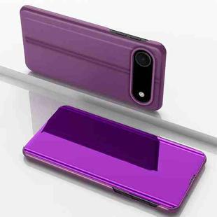 For iPhone 17 Air Plated Mirror Horizontal Flip Leather Phone Case with Holder(Purple)
