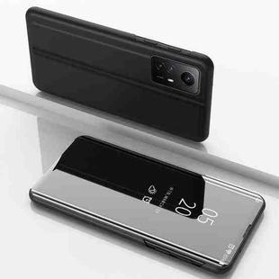 For Xiaomi  Redmi Note 12S Plated Mirror Horizontal Flip Leather Phone Case with Holder(Black)