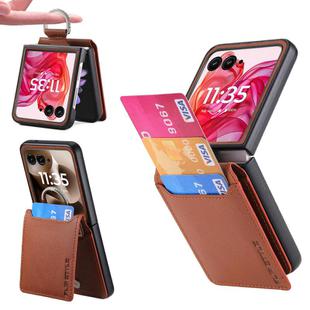 For Motorola Razr 60 Litchi Texture Leather Ring Wallet Phone Case(Brown)