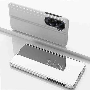 For Honor 90 Lite Plated Mirror Horizontal Flip Leather Phone Case with Holder(Silver)