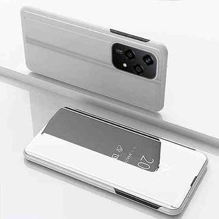 For Honor 200 Lite Global Plated Mirror Horizontal Flip Leather Phone Case with Holder(Silver)