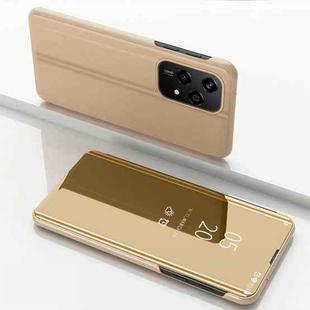 For Honor 200 Lite Global Plated Mirror Horizontal Flip Leather Phone Case with Holder(Gold)