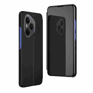 For Honor 400 Pro Global 160.8mm Plated Mirror Horizontal Flip Leather Phone Case with Holder(Black)