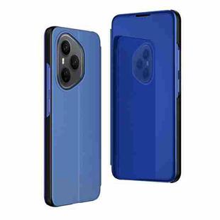 For Honor 400 Pro Global 160.8mm Plated Mirror Horizontal Flip Leather Phone Case with Holder(Blue)