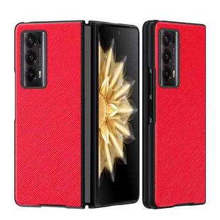 For  Honor Magic V2 Cross-grain Leather All Inclusive Shockproof Phone Case(Red)