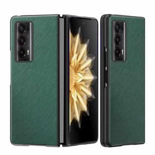 For  Honor Magic V2 Cross-grain Leather All Inclusive Shockproof Phone Case(Green)