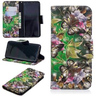 3D Colored Drawing Pattern Horizontal Flip Leather Case for Samsung Galaxy S9, with Holder & Card Slots & Wallet(Green Butterfly)