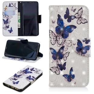 3D Colored Drawing Pattern Horizontal Flip Leather Case for Samsung Galaxy S9, with Holder & Card Slots & Wallet(Butterflies)