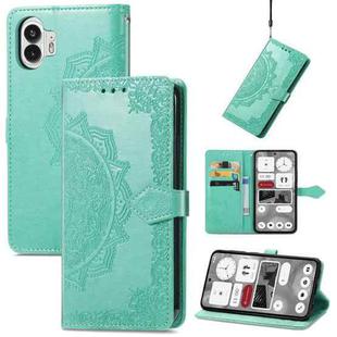 For Nothing Phone 2 Mandala Flower Embossed Leather Phone Case(Green)