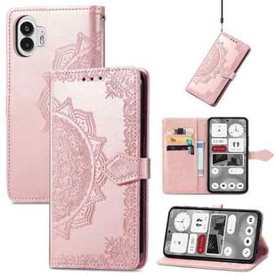 For Nothing Phone 2 Mandala Flower Embossed Leather Phone Case(Rose Gold)