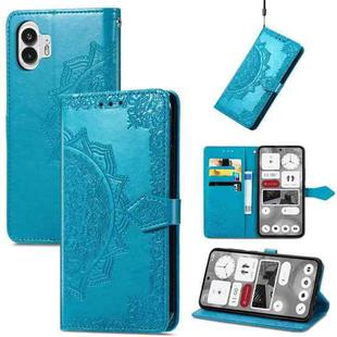 For Nothing Phone 2 Mandala Flower Embossed Leather Phone Case(Blue)