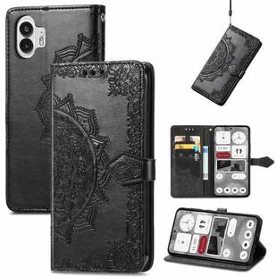 For Nothing Phone 2 Mandala Flower Embossed Leather Phone Case(Black)