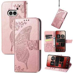 For Nothing Phone 2a Butterfly Love Flower Embossed Leather Phone Case(Rose Gold)