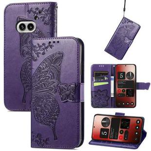 For Nothing Phone 2a Butterfly Love Flower Embossed Leather Phone Case(Purple)