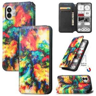 For Nothing Phone 2 CaseNeo Colorful Magnetic Leather Phone Case(Colorful Clouds)