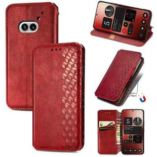 For Nothing Phone 2a Cubic Grid Pressed Magnetic Leather Phone Case(Red)