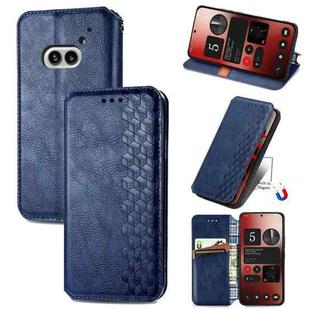 For Nothing Phone 2a Cubic Grid Pressed Magnetic Leather Phone Case(Blue)