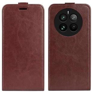 For Realme 12 Pro+ R64 Texture Single Vertical Flip Leather Phone Case(Brown)