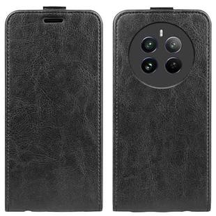 For Realme 12+ 5G R64 Texture Single Vertical Flip Leather Phone Case(Black)