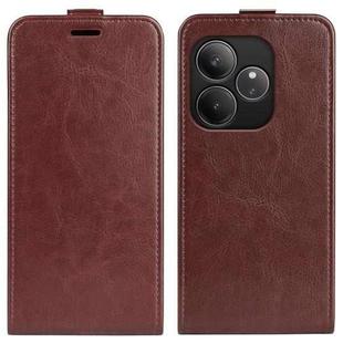 For Realme GT 6 5G R64 Texture Single Vertical Flip Leather Phone Case(Brown)